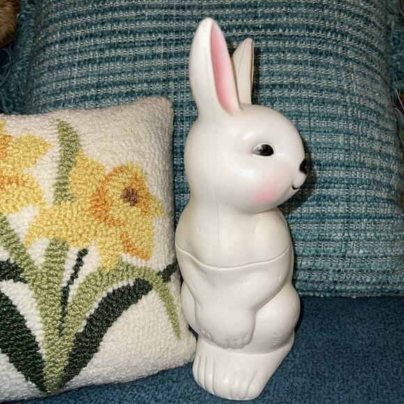 Vintage Peoria Plastic 11" Easter Bunny Rabbit Blow Mold Candy Container - Picture 7 of 13